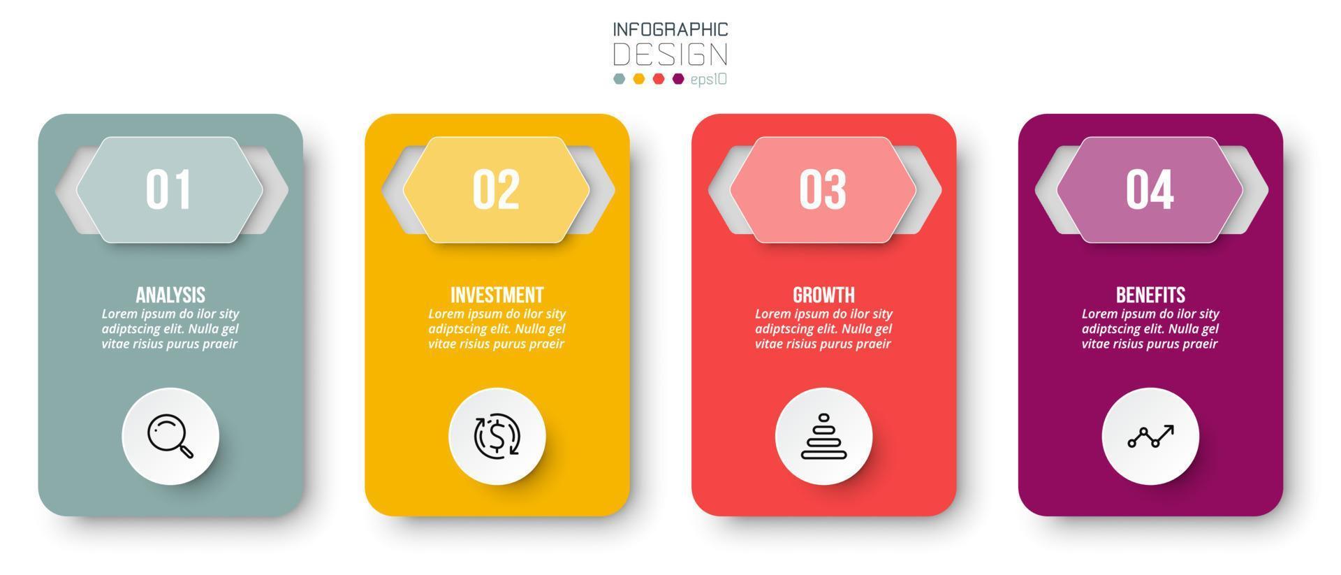 concepto de negocio de plantilla infográfica con paso. vector