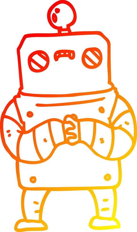 warm gradient line drawing cartoon robot vector