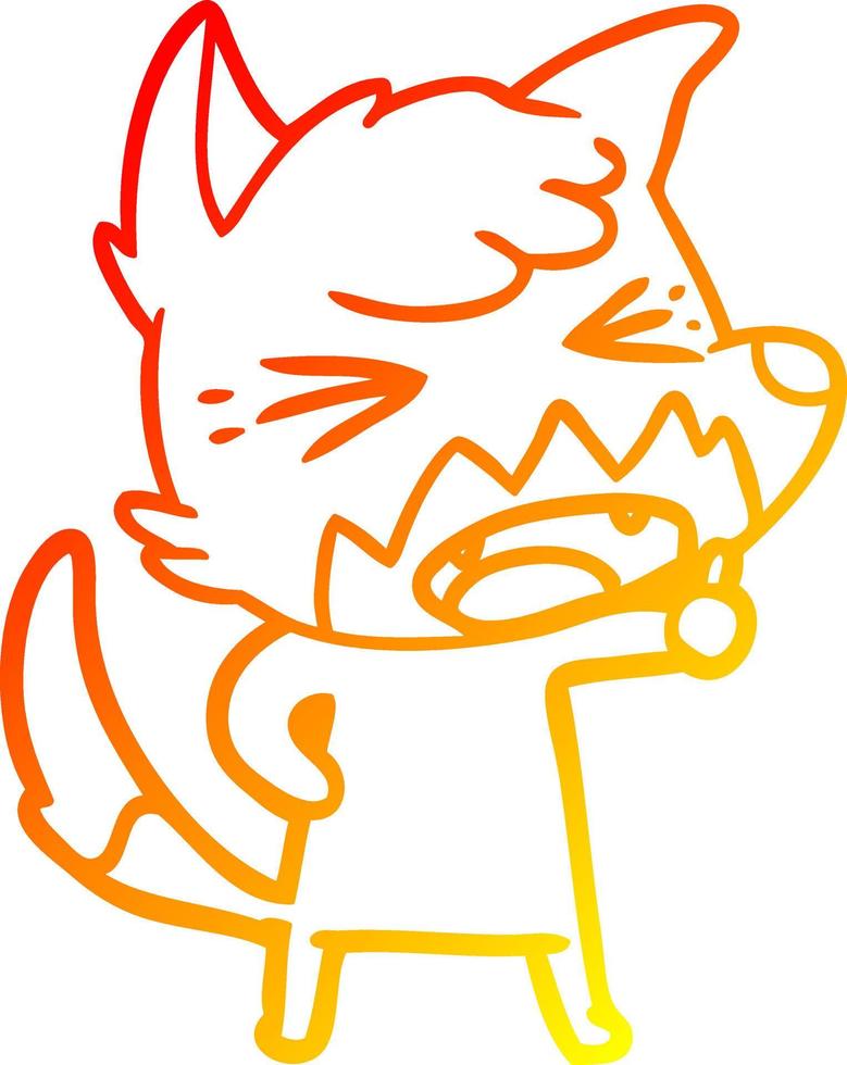 warm gradient line drawing angry cartoon fox vector