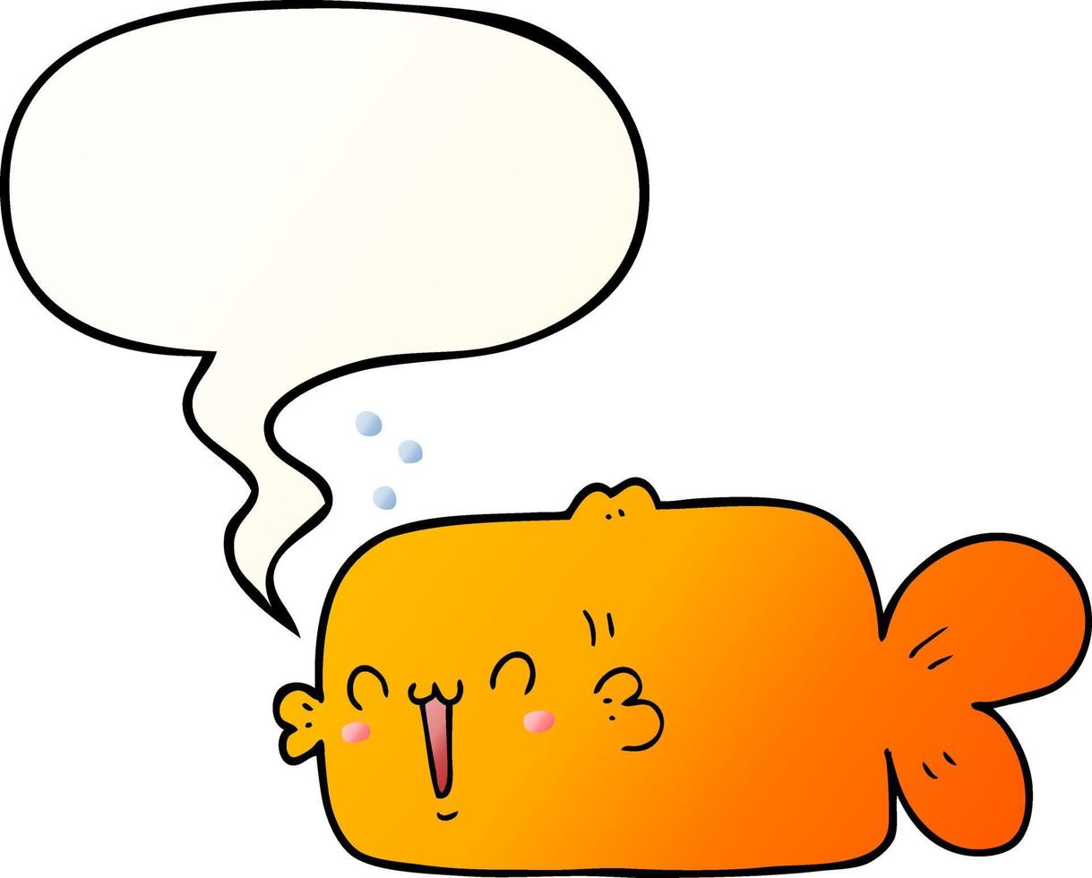 cartoon fish and speech bubble in smooth gradient style vector