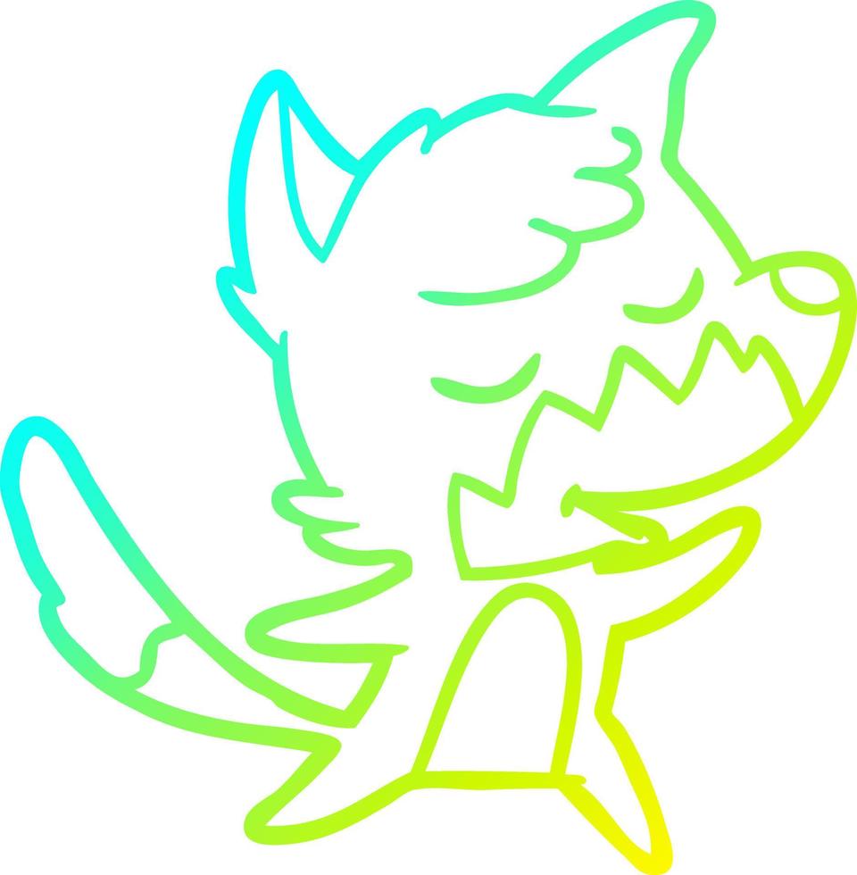 cold gradient line drawing friendly cartoon fox vector