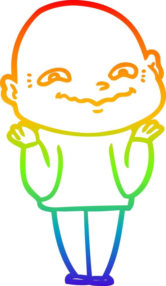 rainbow gradient line drawing cartoon creepy guy vector