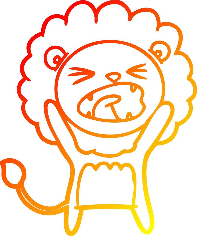 warm gradient line drawing cartoon lion vector