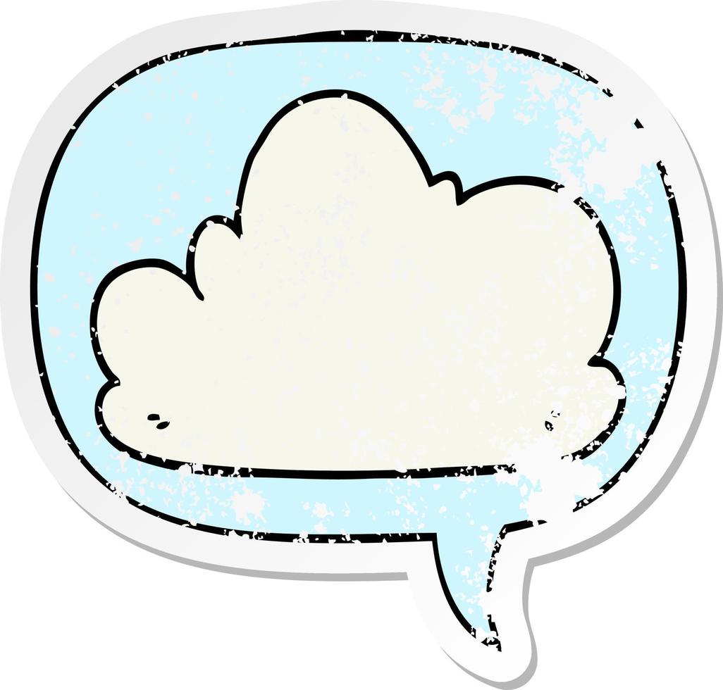 cartoon cloud and speech bubble distressed sticker vector