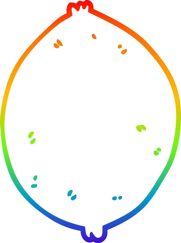 rainbow gradient line drawing cartoon lemon vector