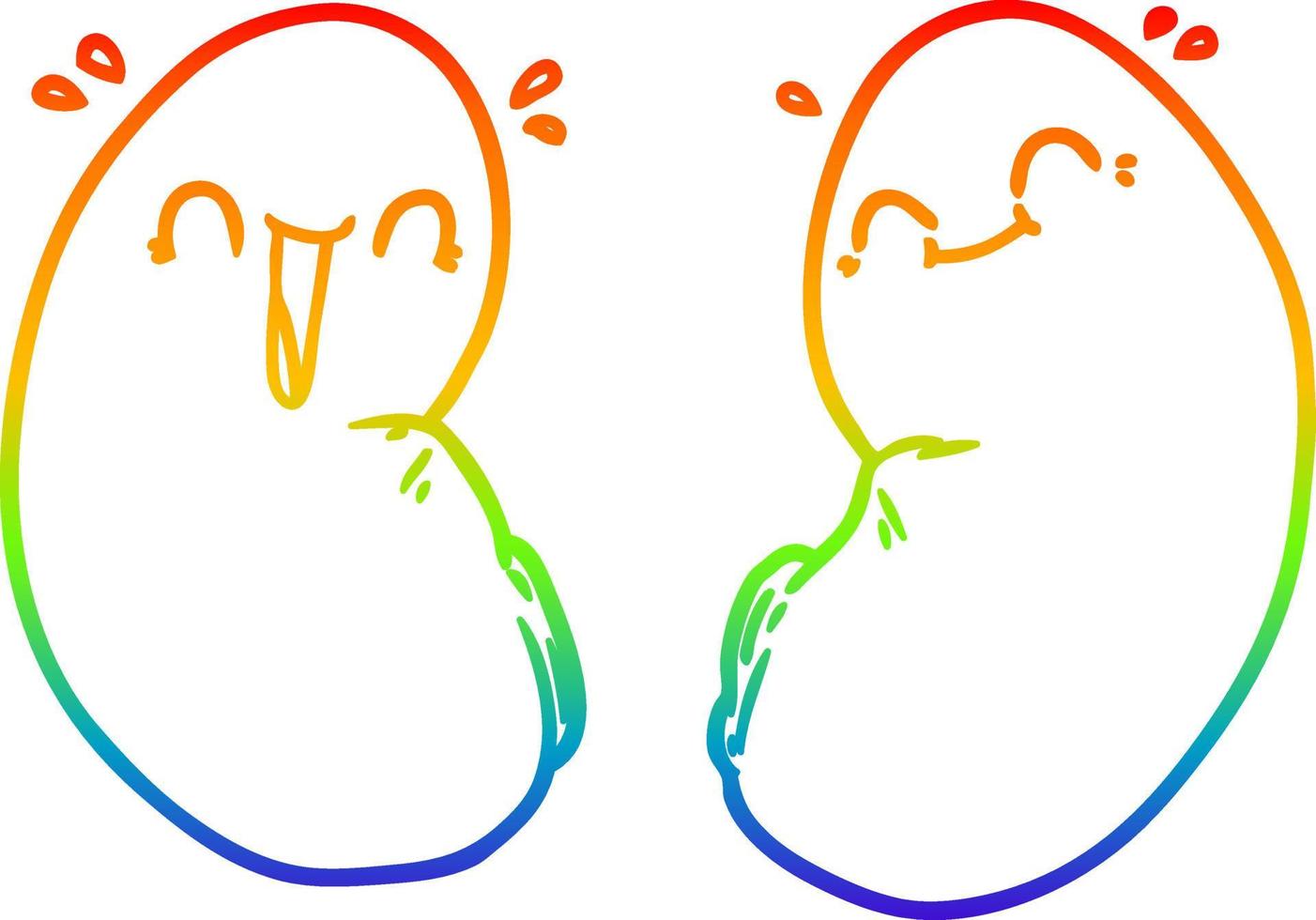rainbow gradient line drawing cartoon happy kidneys vector