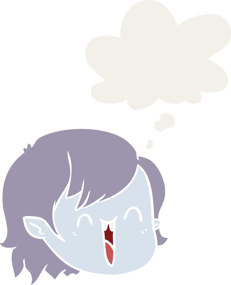 cartoon vampire girl face and thought bubble in retro style vector