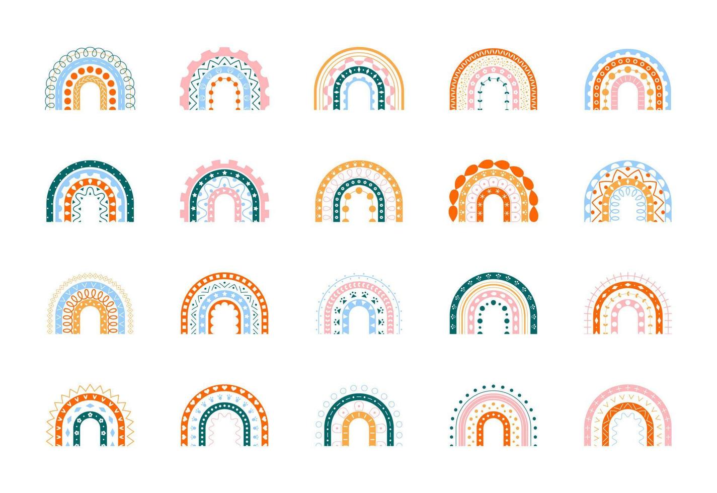 Scandinavian rainbow with ornaments vector