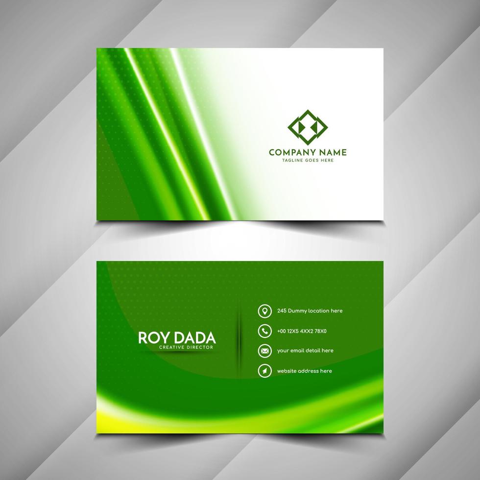 Elegant green color wave style business card template vector