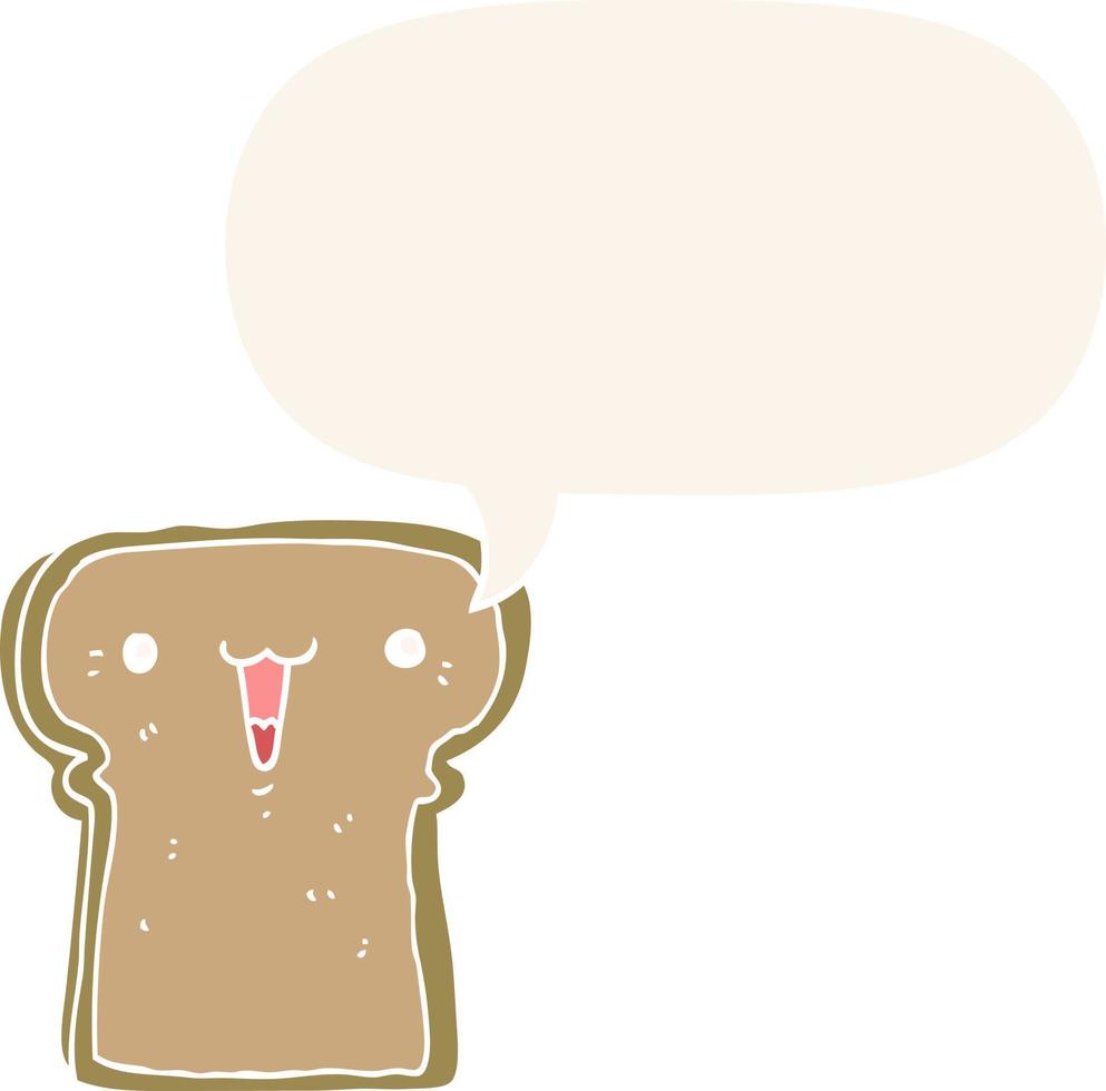 cute cartoon toast and speech bubble in retro style vector