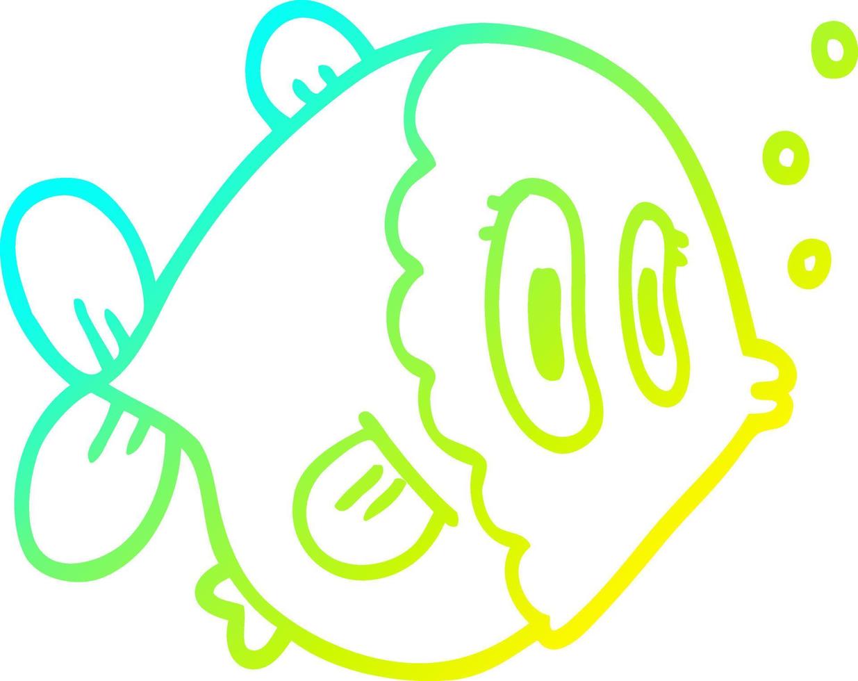 pescado de dibujos animados de dibujo de línea de gradiente frío vector