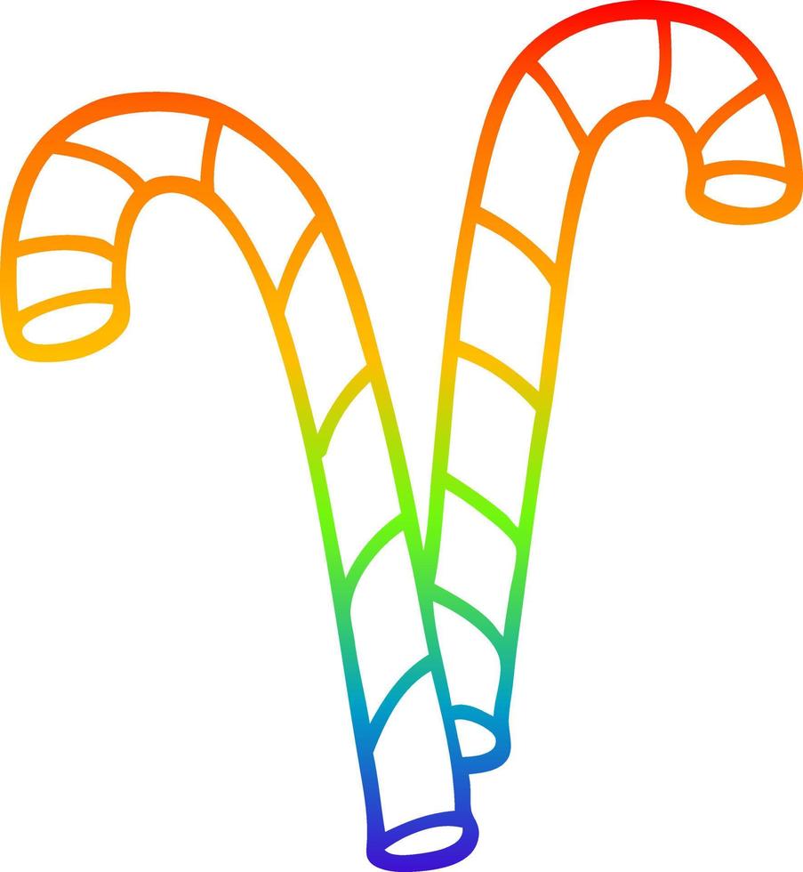 arco iris gradiente línea dibujo dibujos animados navidad bastón de caramelo vector