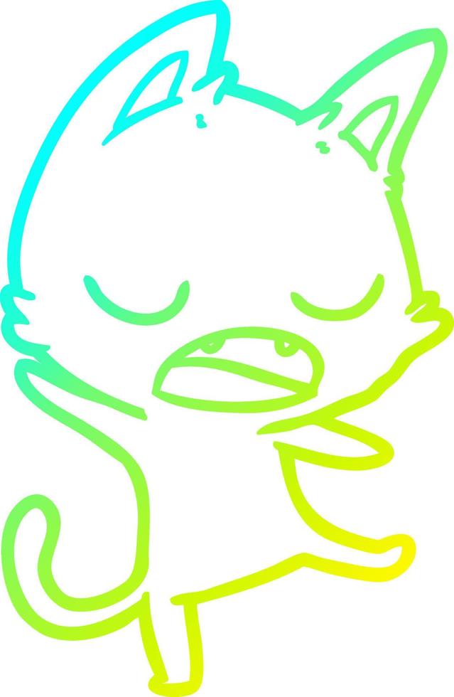 cold gradient line drawing talking cat cartoon vector