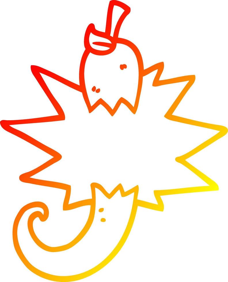 warm gradient line drawing cartoon red hot chili vector