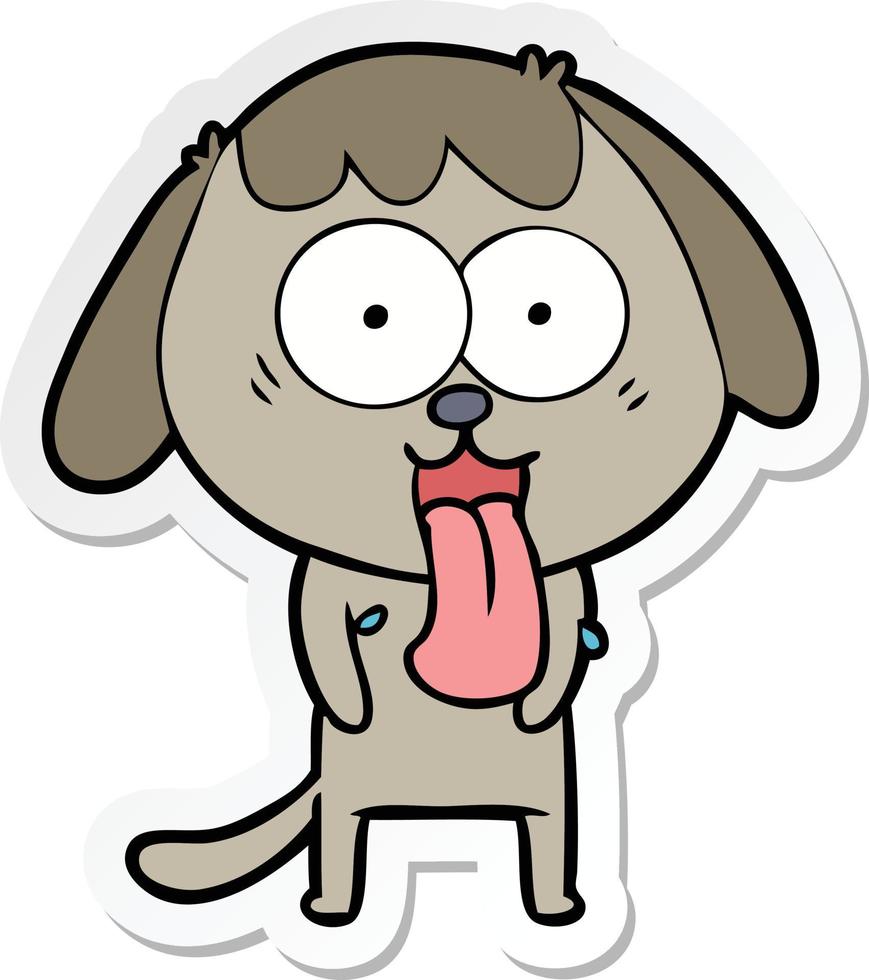 sticker of a cute cartoon dog vector