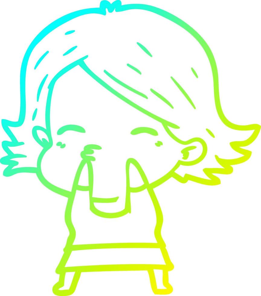 cold gradient line drawing cartoon woman vector