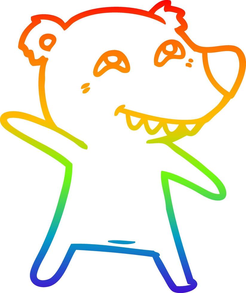 rainbow gradient line drawing cartoon bear dancing vector