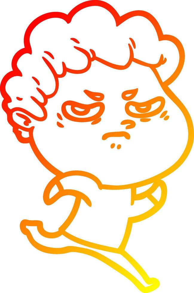 warm gradient line drawing cartoon angry man vector