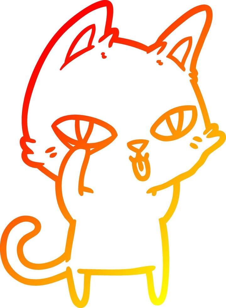 warm gradient line drawing cartoon cat staring vector