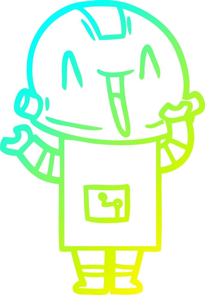 cold gradient line drawing cartoon robot vector