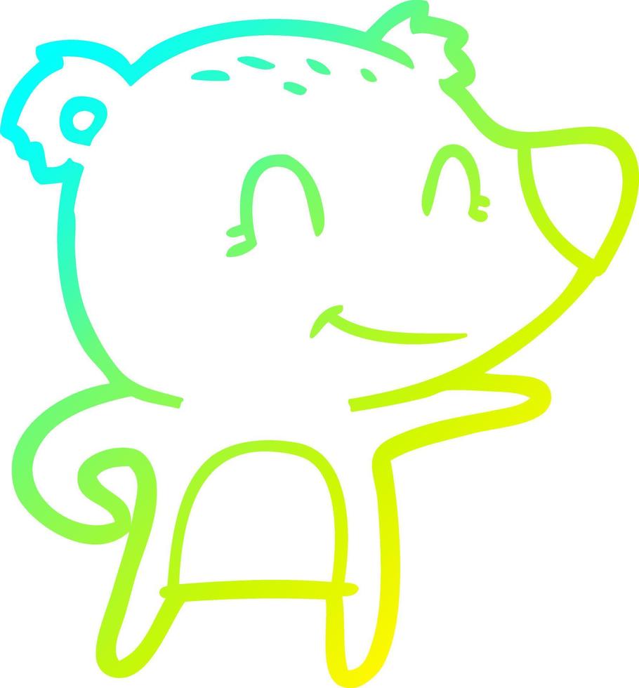 cold gradient line drawing friendly bear cartoon vector