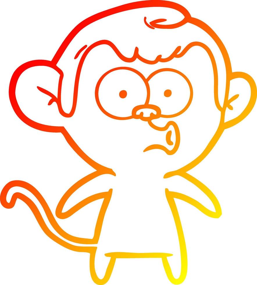 warm gradient line drawing cartoon hooting monkey vector