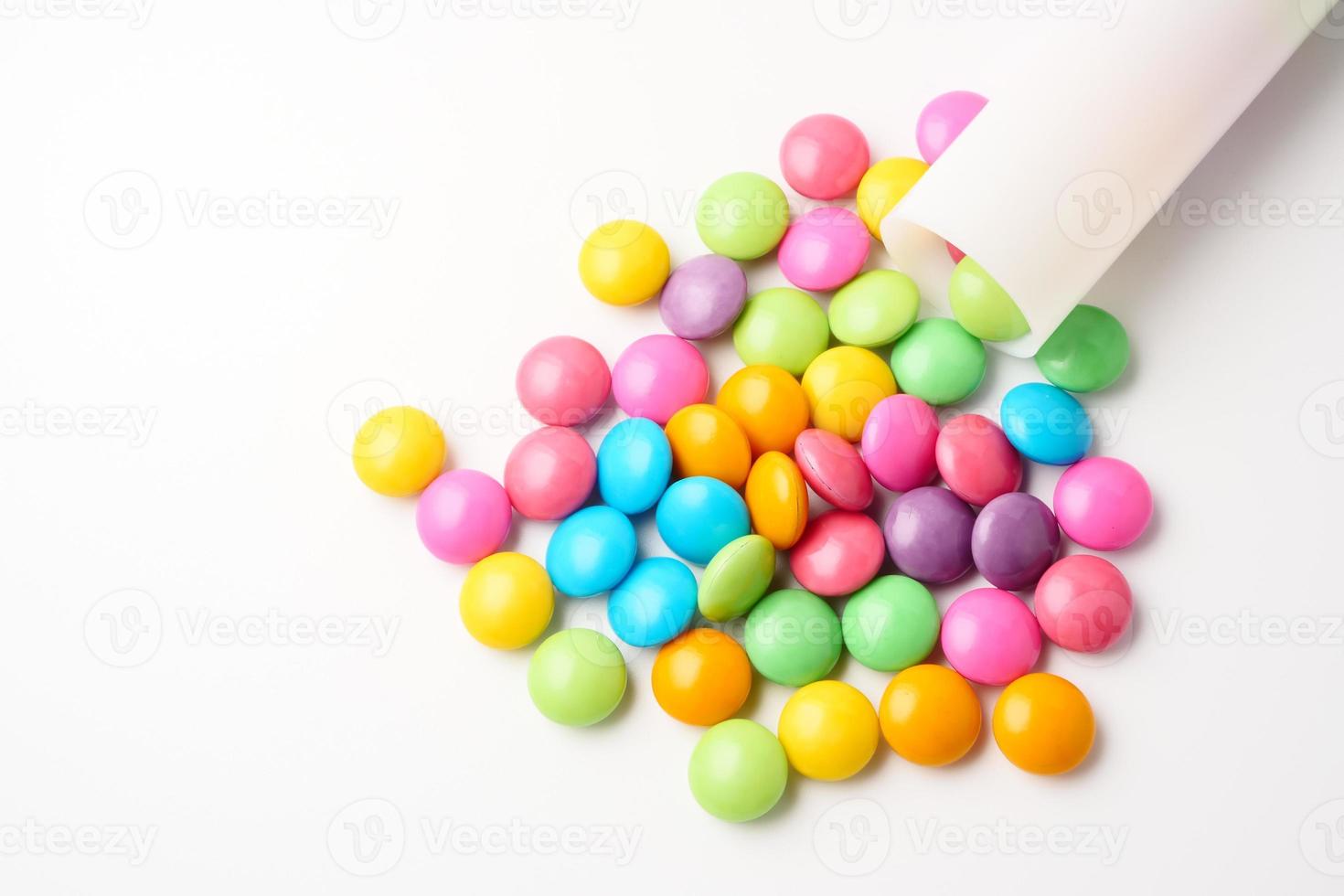 Colorful candies on a white background. photo