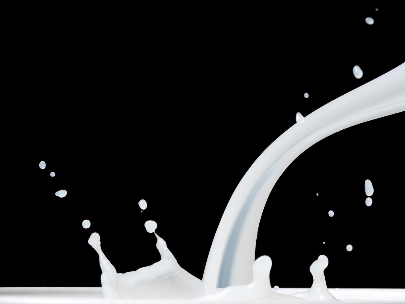 Milk Splash on black background. photo