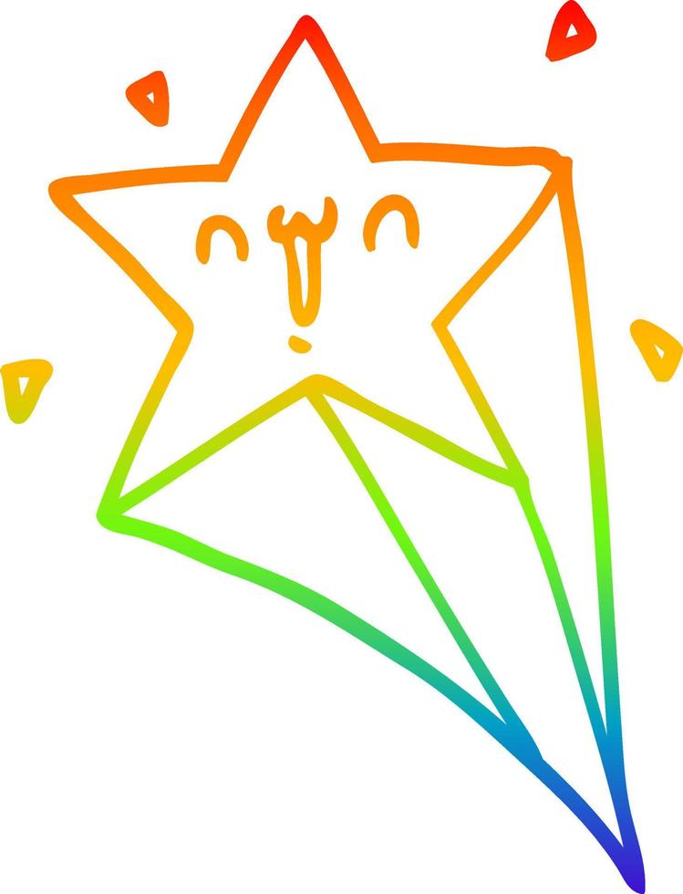 rainbow gradient line drawing cartoon shooting star vector