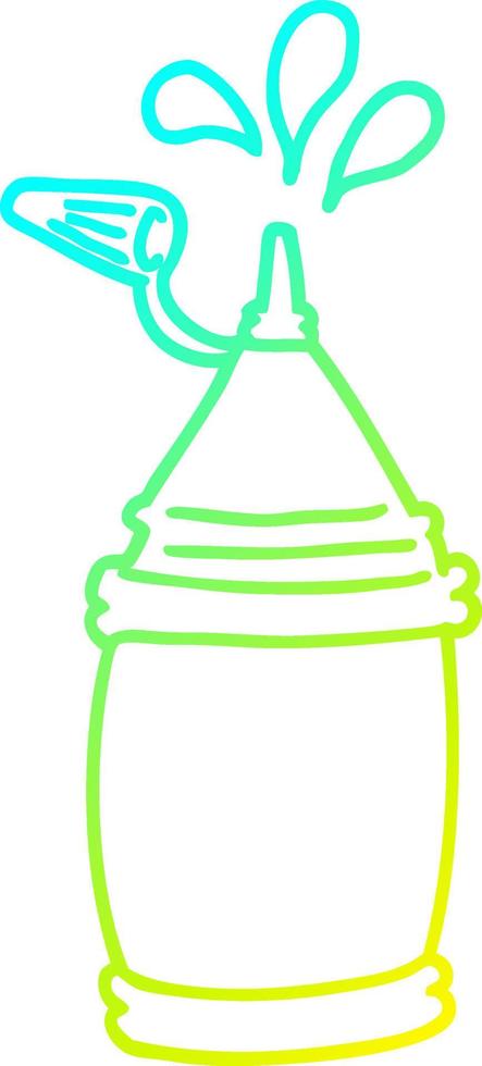 cold gradient line drawing cartoon ketchup bottle vector