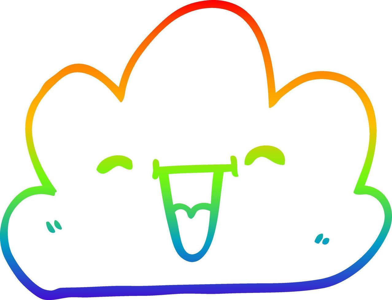 rainbow gradient line drawing cartoon expressive weather cloud vector