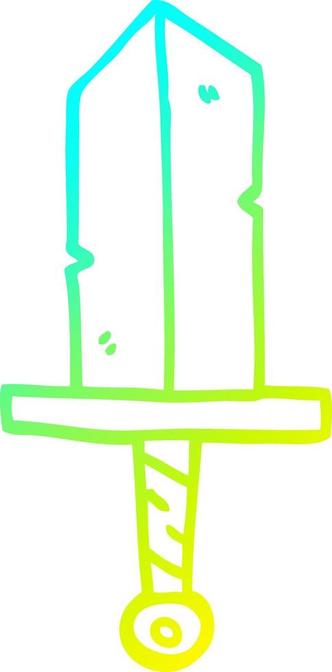 cold gradient line drawing cartoon dagger vector