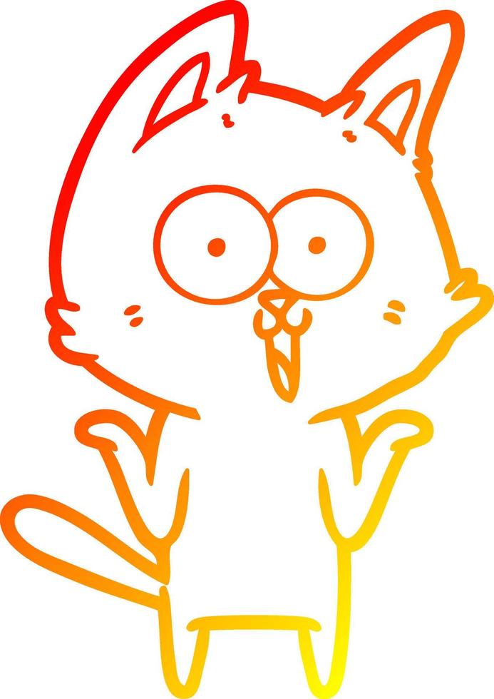 warm gradient line drawing funny cartoon cat vector