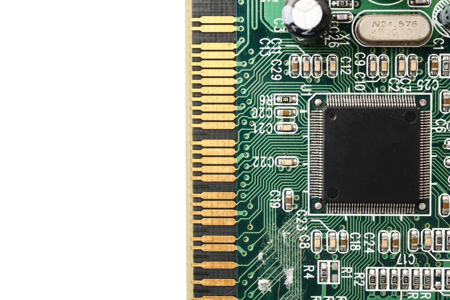 Computer circuit board, electronic technology on white background. free space for text photo