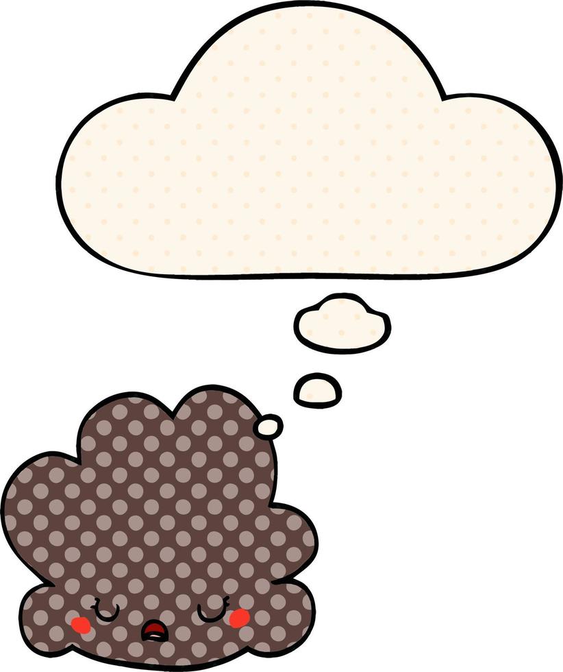 cartoon cloud and thought bubble in comic book style vector