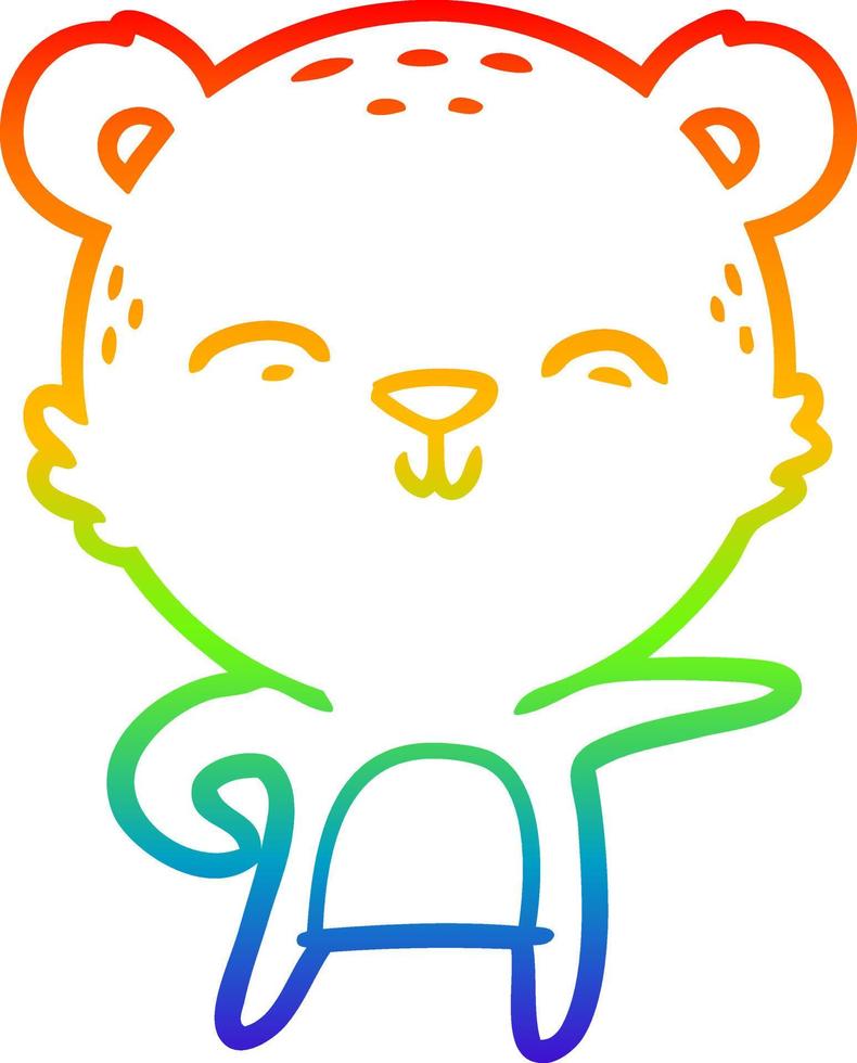 rainbow gradient line drawing happy cartoon bear vector