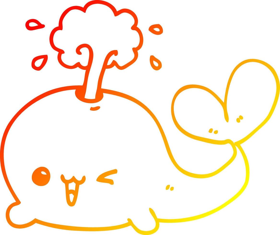 warm gradient line drawing cartoon whale vector