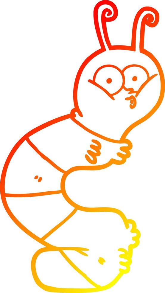 warm gradient line drawing funny cartoon caterpillar vector