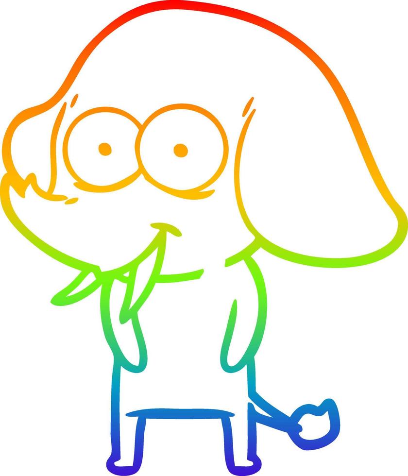 rainbow gradient line drawing happy cartoon elephant vector