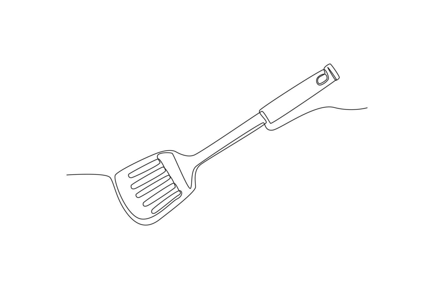 Continuous one line drawing kitchen spatula. Kitchen appliances concept