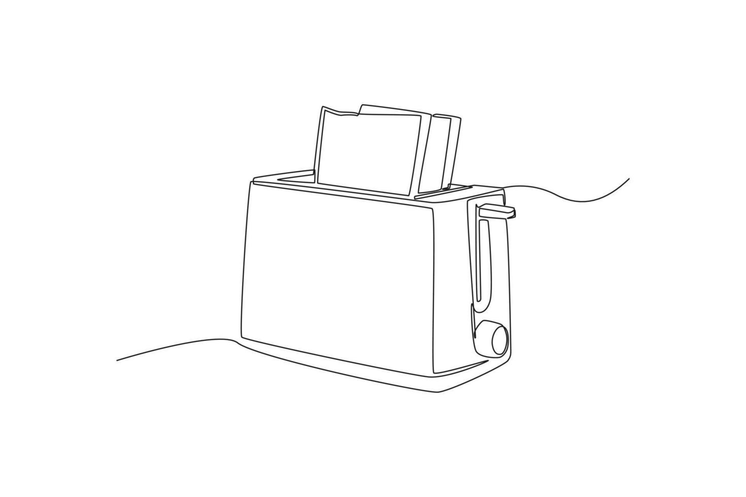 Continuous one line drawing Toaster with bread. Kitchen appliances concept. Single line draw design vector graphic illustration.