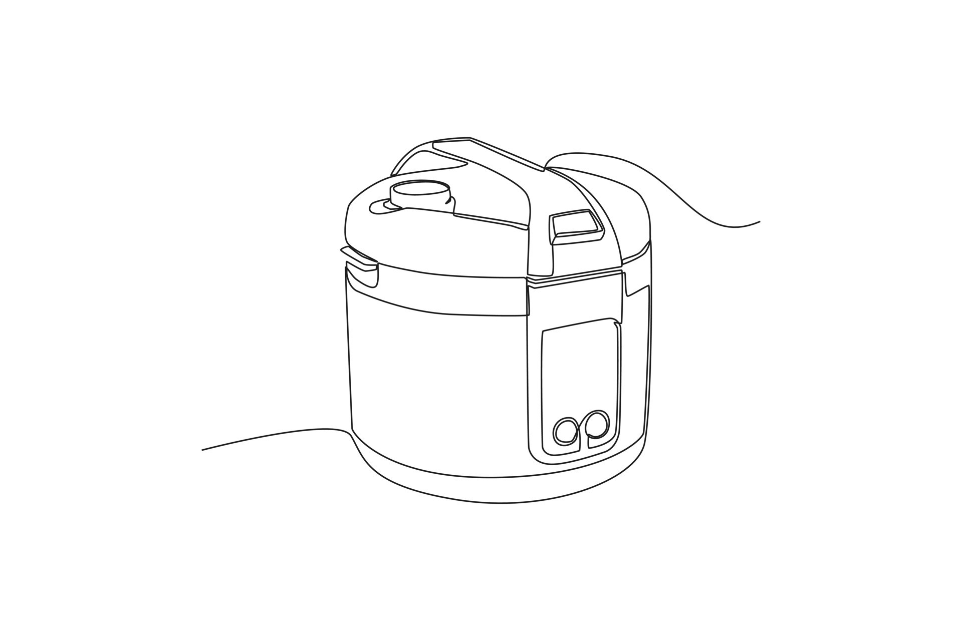Continuous one line drawing Rice cooker. Kitchen appliances concept