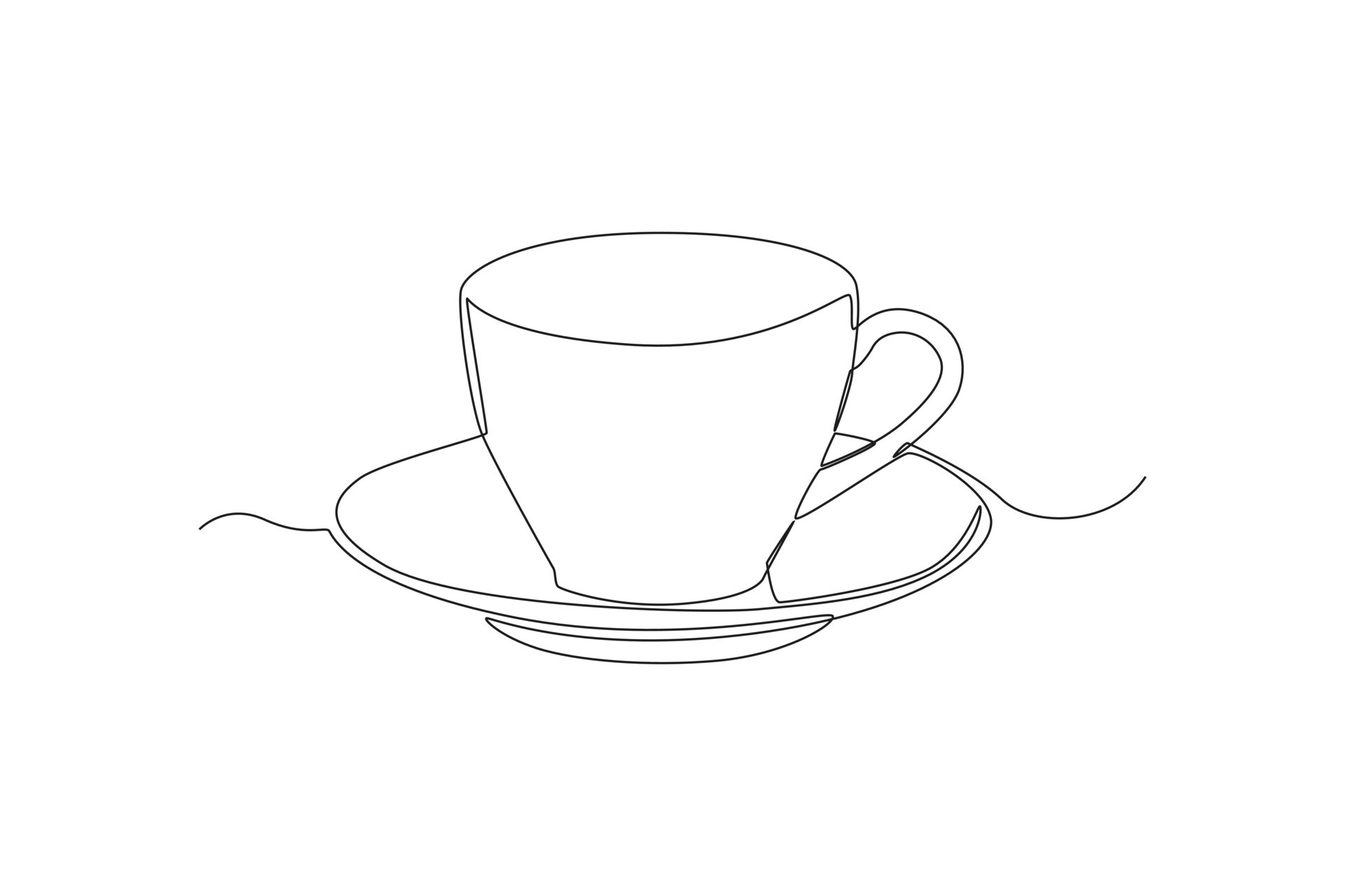 Continuous one line drawing coffee or tea cup. Kitchen appliances concept. Single line draw