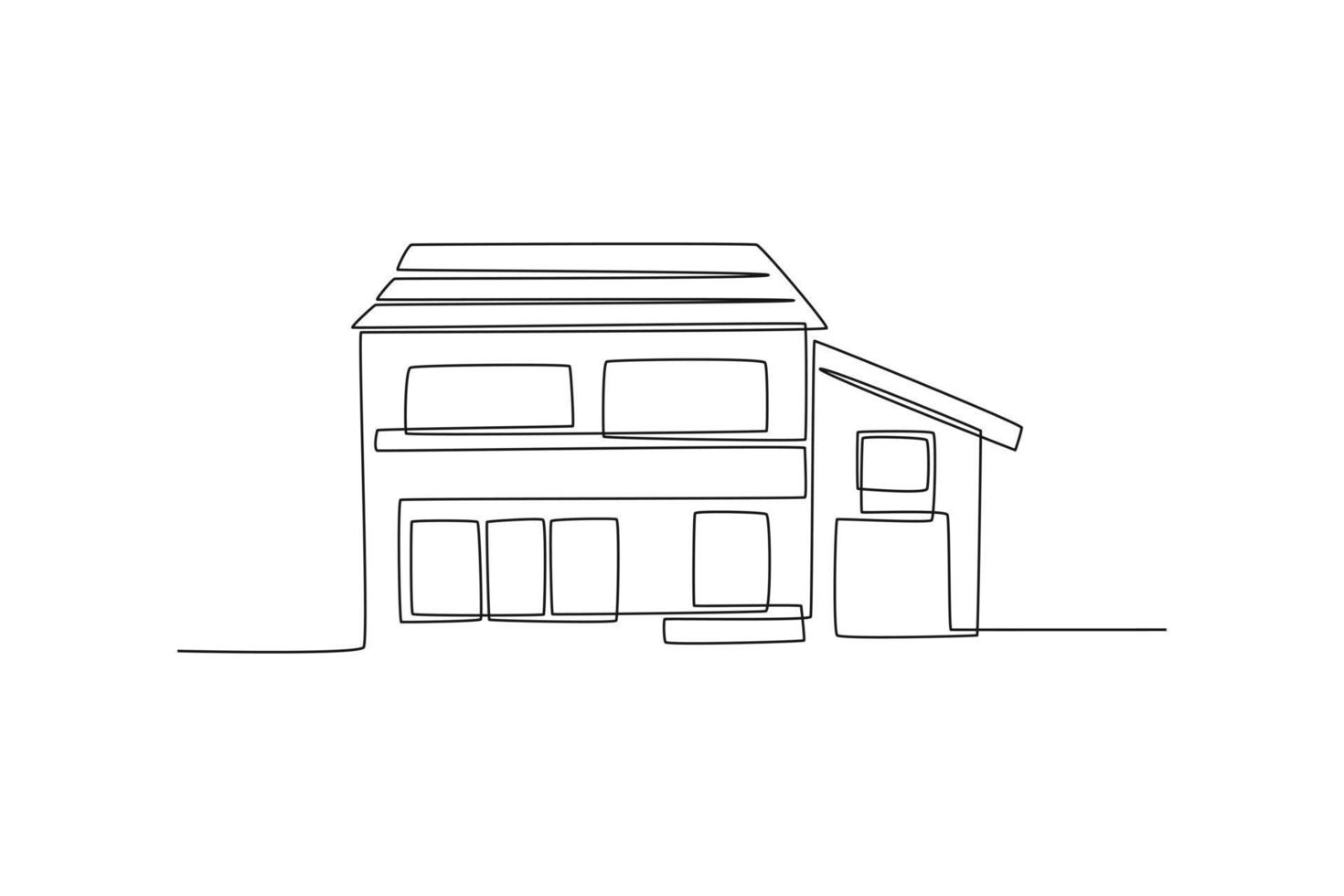 Single one line drawing modern cityscape. Home architecture ...