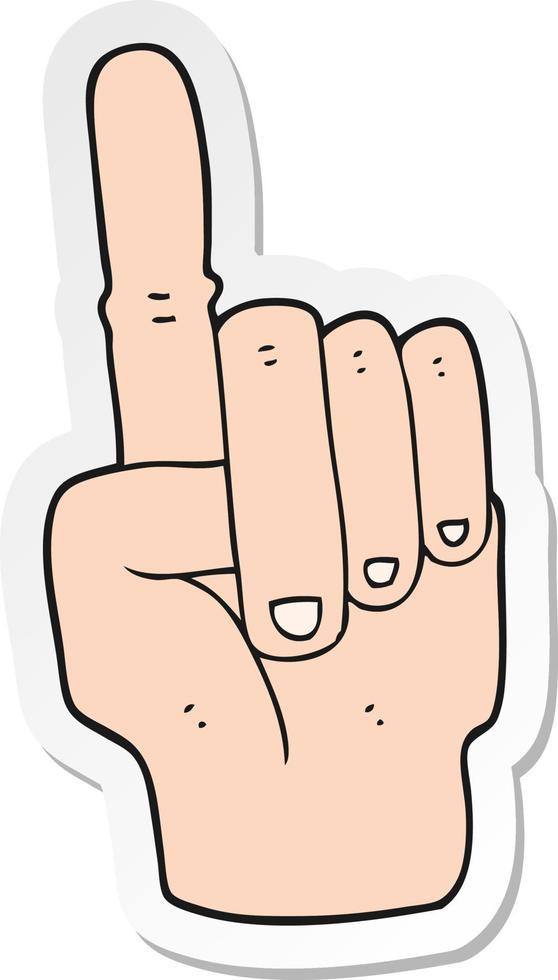 sticker of a cartoon pointing hand vector