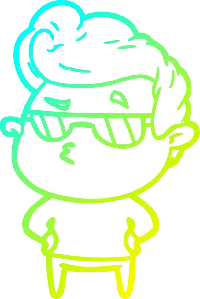 cold gradient line drawing cartoon cool guy vector