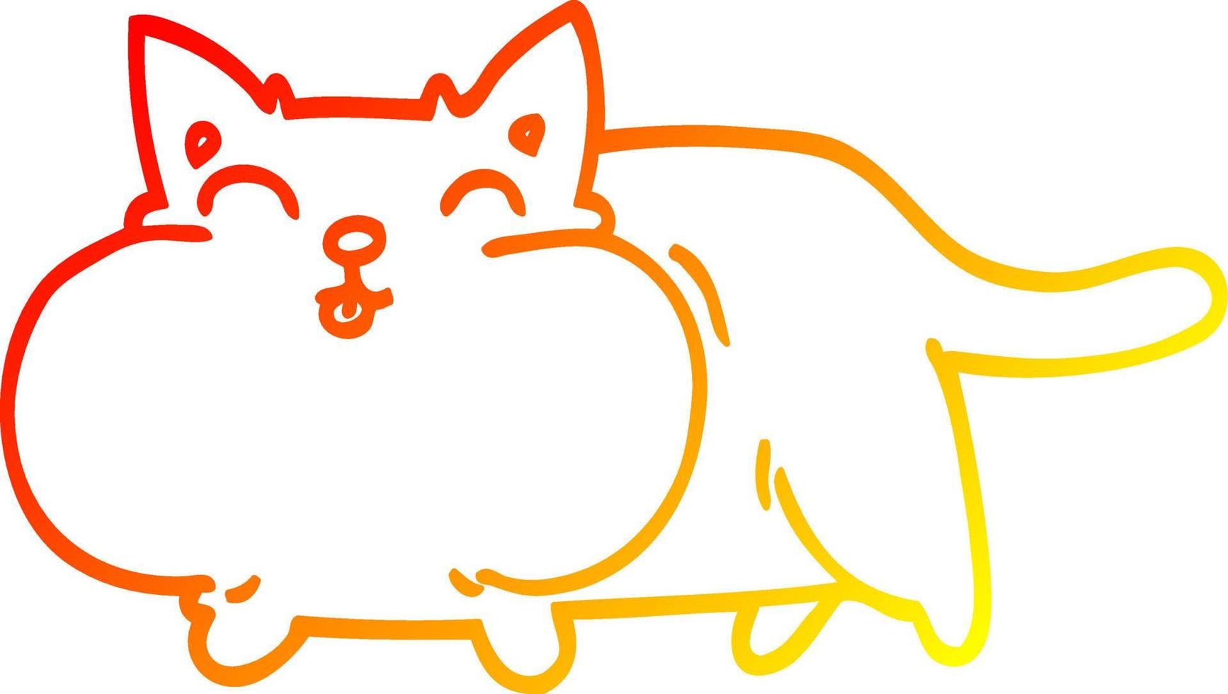 warm gradient line drawing cartoon happy cat vector