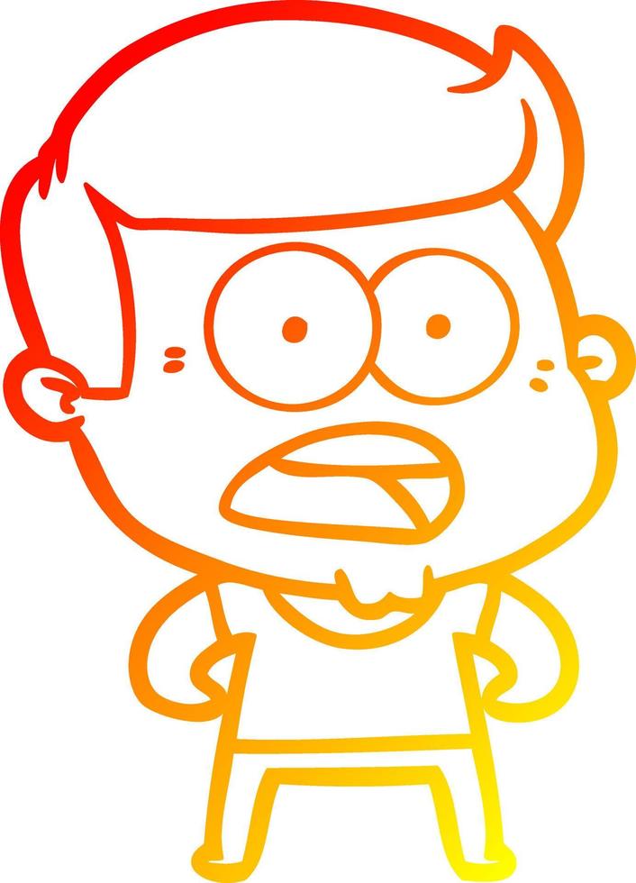 warm gradient line drawing cartoon shocked man vector