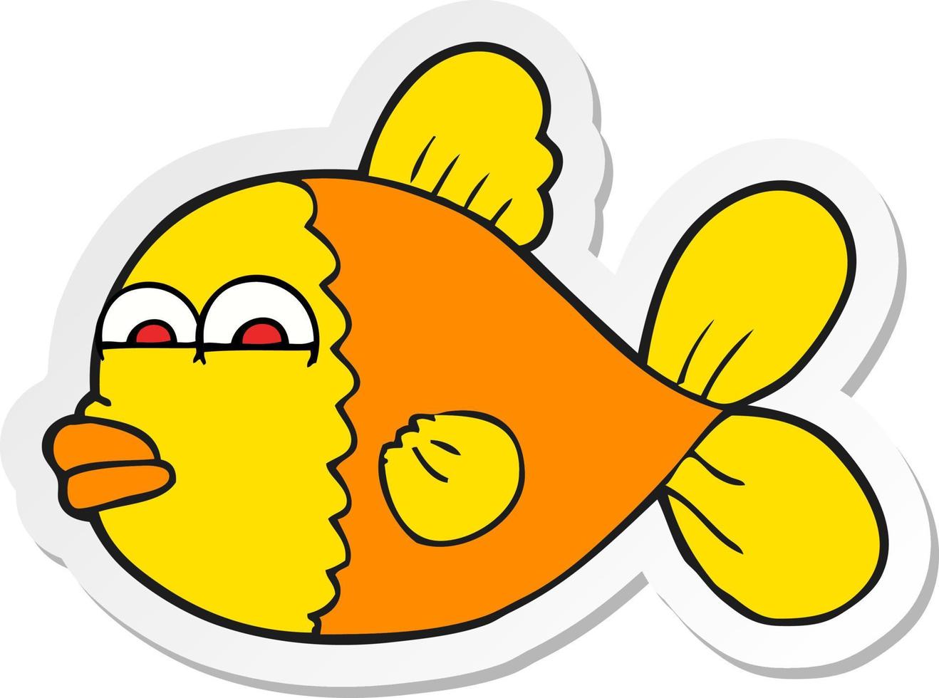 sticker of a cartoon fish vector