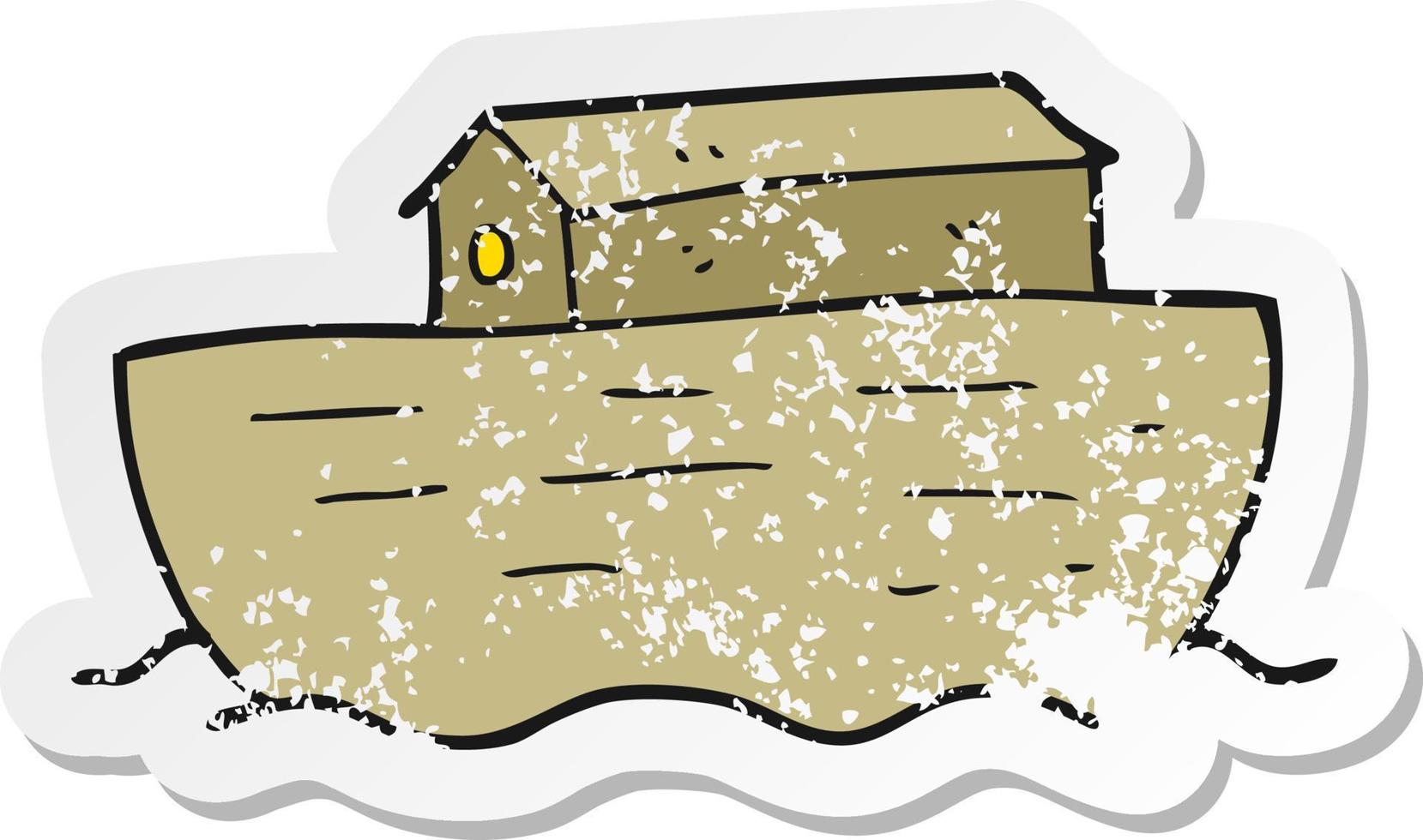 retro distressed sticker of a cartoon noahs ark vector